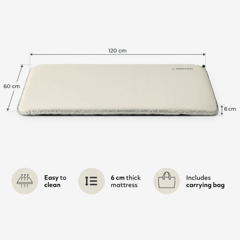 Selbstaufblasbare Campingmatratze – Creme – 120 x 60 cm