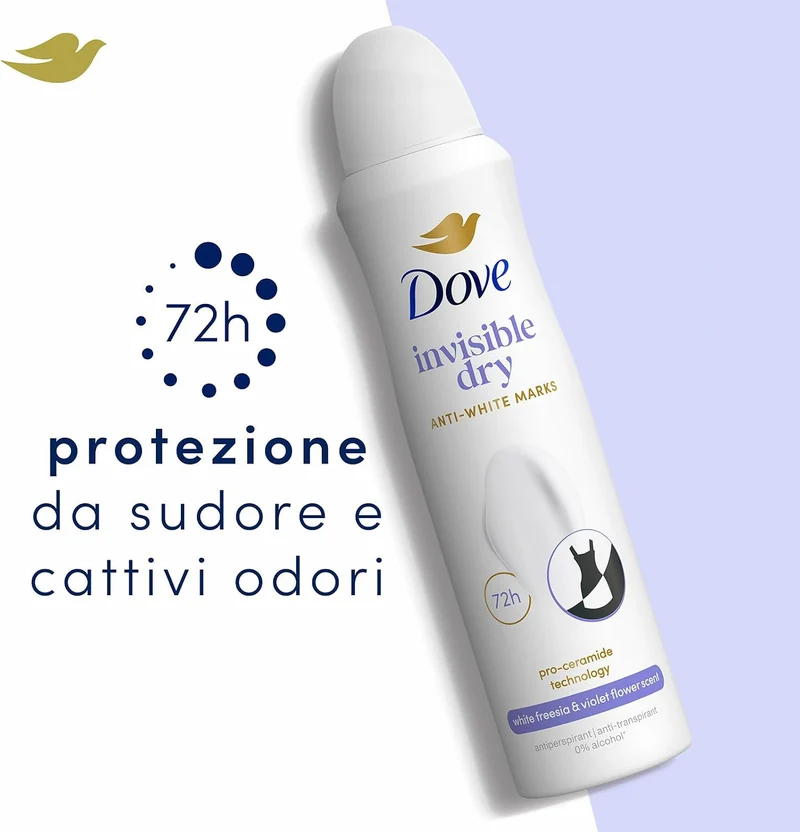 Dove 6 pezzi Deodorante Spray Advanced Care Invisible Dry, con Formula Idratante