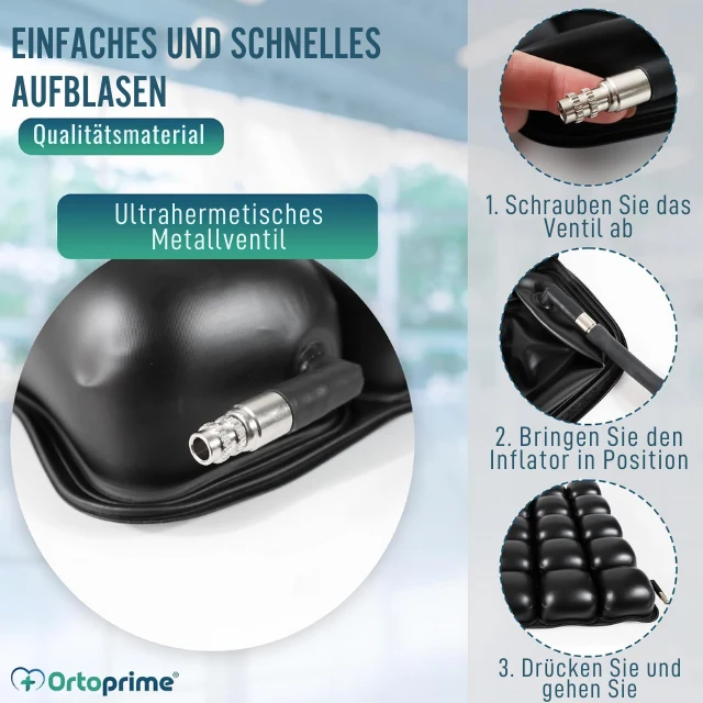 Antidekubitus Luftkissen für Rollstuhl mit Aufpumpe