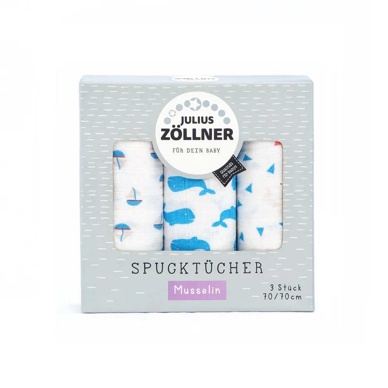 Spucktücher 3er Pack Wal blau 70/70