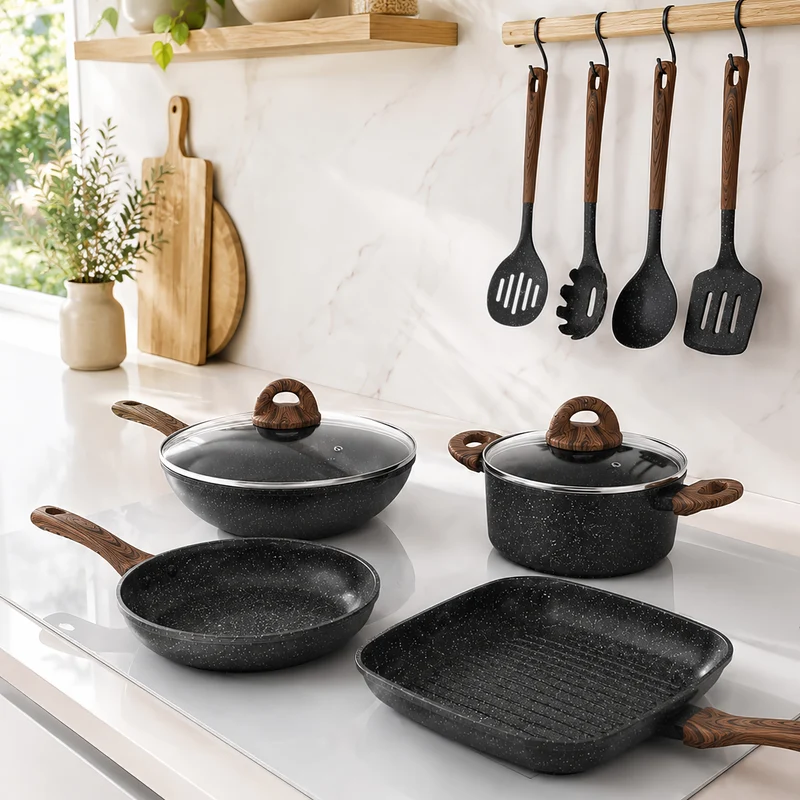 Set Pentole e Padelle Antiaderenti Induzione 10 Pezzi