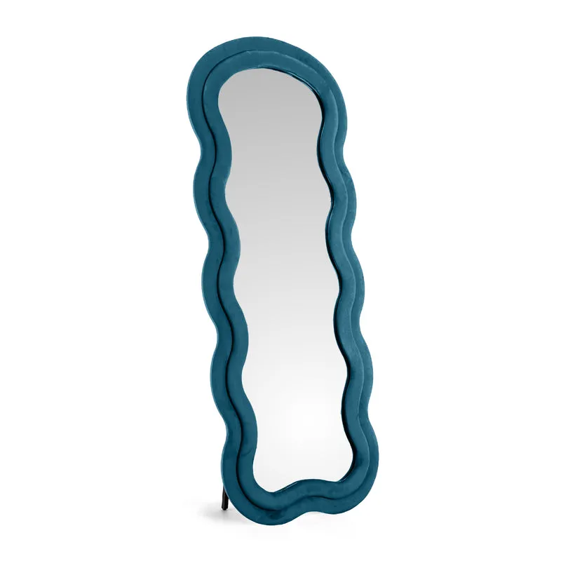 Specchiera da Terra 170x70 cm Design Ondulato Rivestita in Velluto Il Gruppone