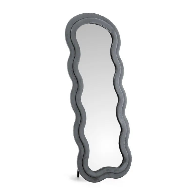 Specchiera da Terra 170x70 cm Design Ondulato Rivestita in Velluto Il Gruppone