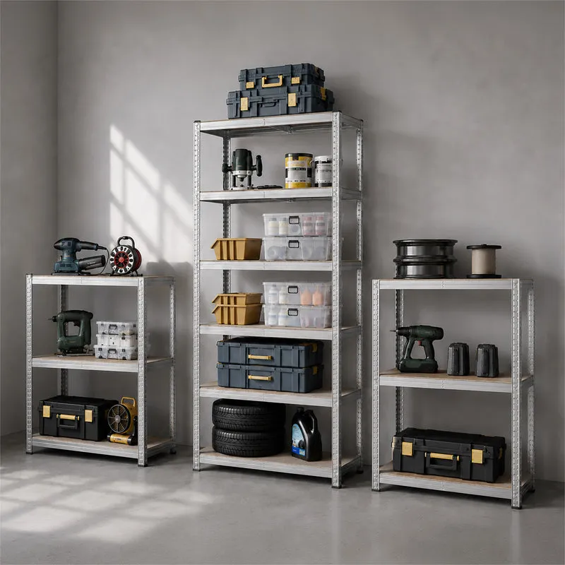 Set 2 Scaffali 6 Ripiani Metallici Modulari 180x90x40