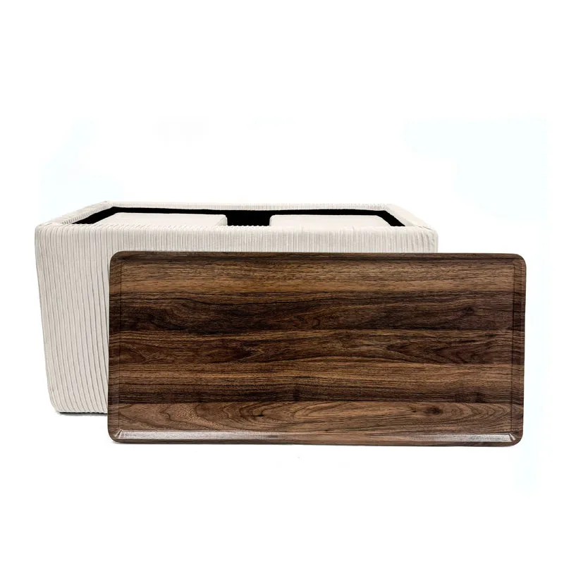 Set 3 Pouf Contenitore Quadrati con Tavolino Rettangolare Il Gruppone