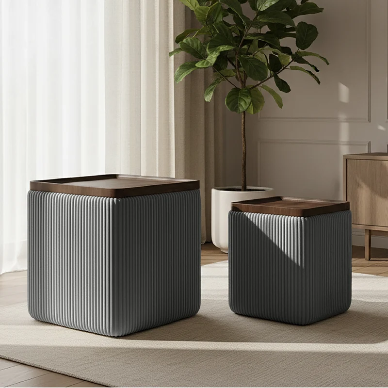 Set 2 Pouf Contenitore Quadrati in Velluto Il Gruppone