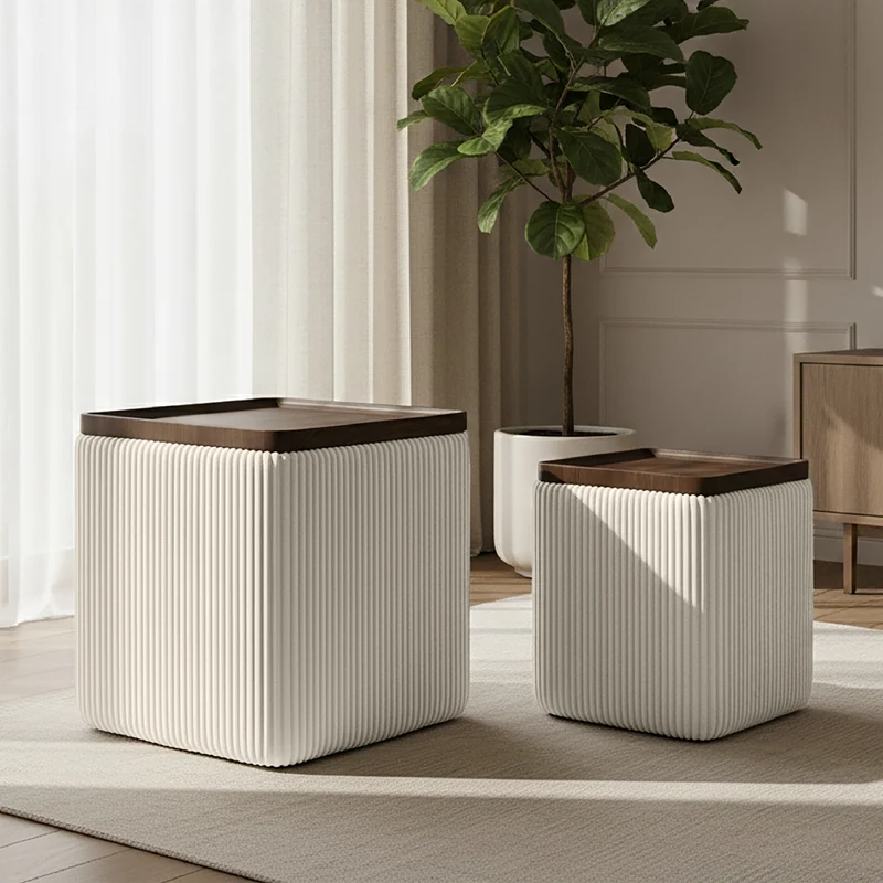 Set 2 Pouf Contenitore Quadrati in Velluto Il Gruppone