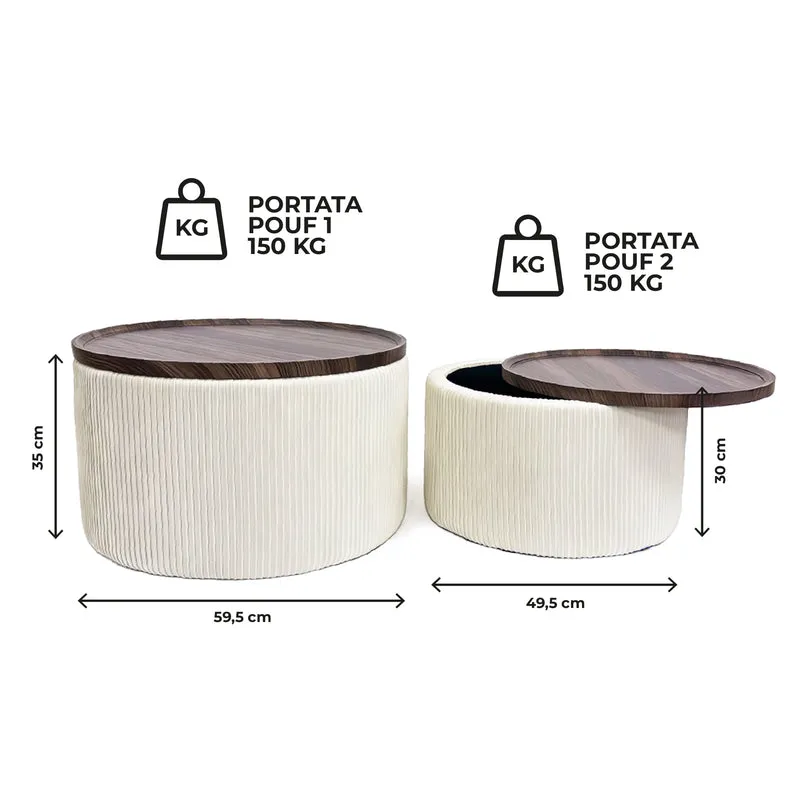 Set 2 Pouf Contenitore Rotondi in Velluto Il Gruppone
