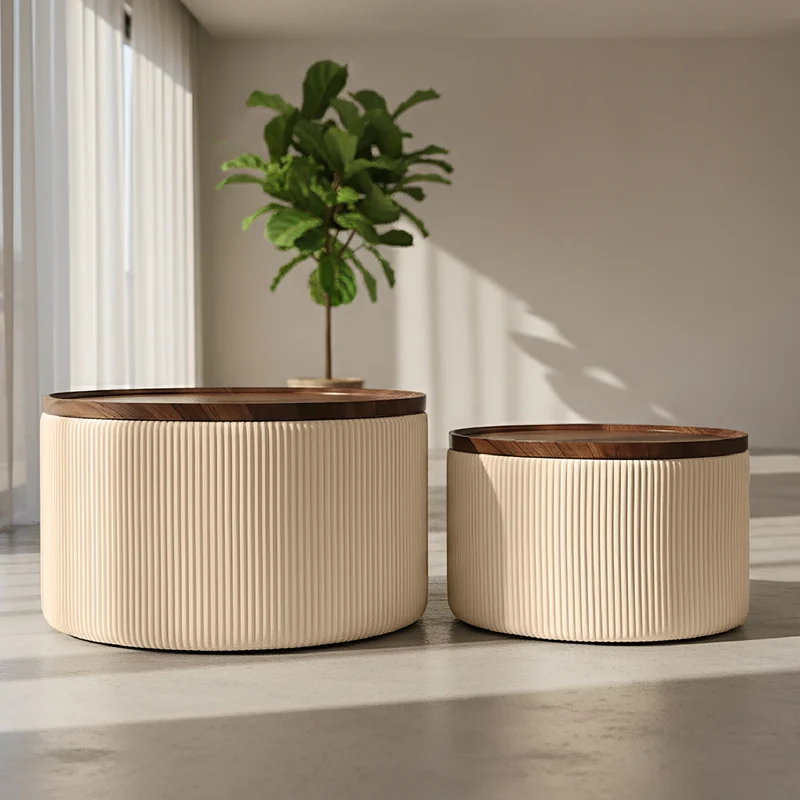 Set 2 Pouf Contenitore Rotondi in Velluto Il Gruppone