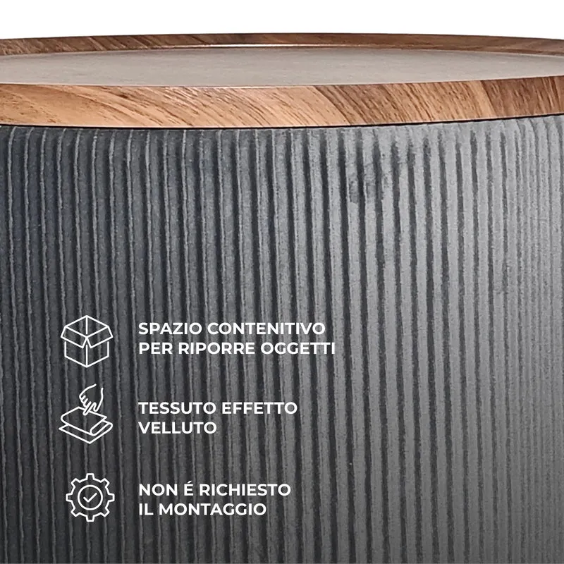 Set 2 Pouf Contenitore Rotondi in Velluto Il Gruppone