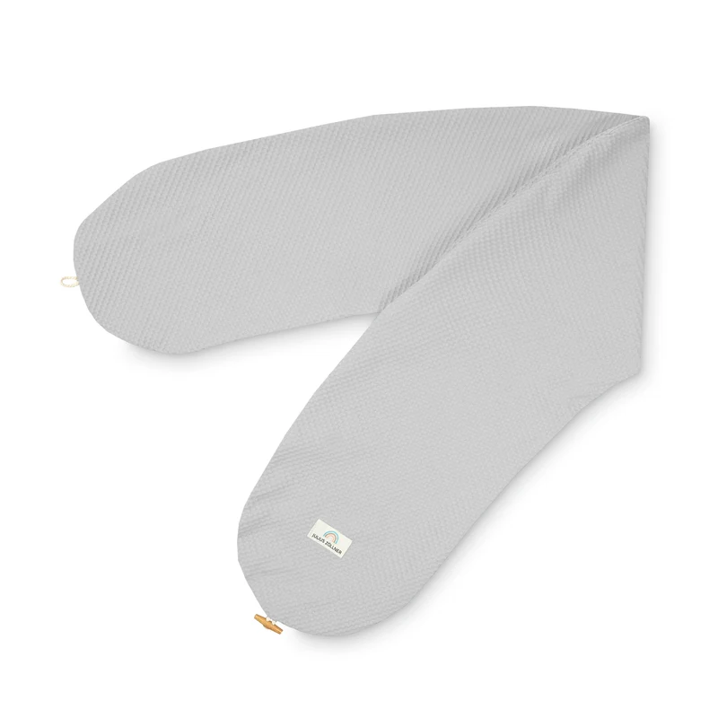 Stillkissenbezug mit Knopf, Waffelpiqué Light grey