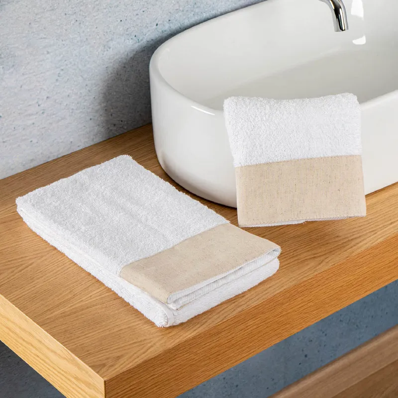 Set Asciugamani Bagno 2 Pezzi con Balza in Lino Il Gruppone