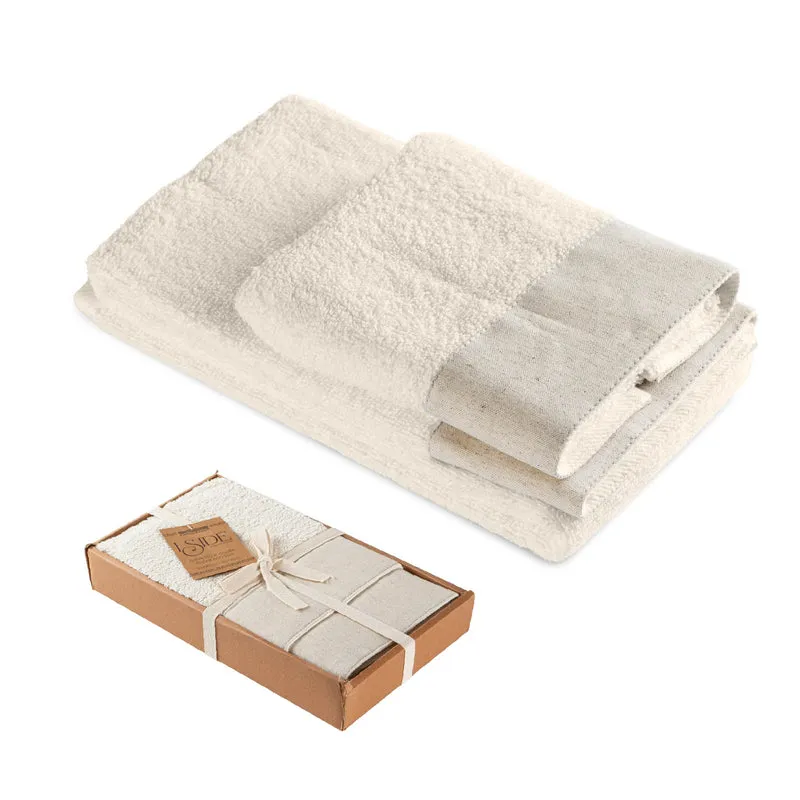 Set Asciugamani Bagno 2 Pezzi con Balza in Lino Il Gruppone