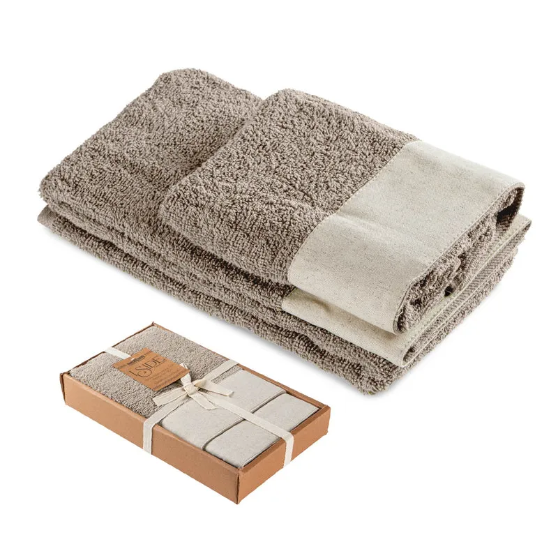 Set Asciugamani Bagno 2 Pezzi con Balza in Lino Il Gruppone