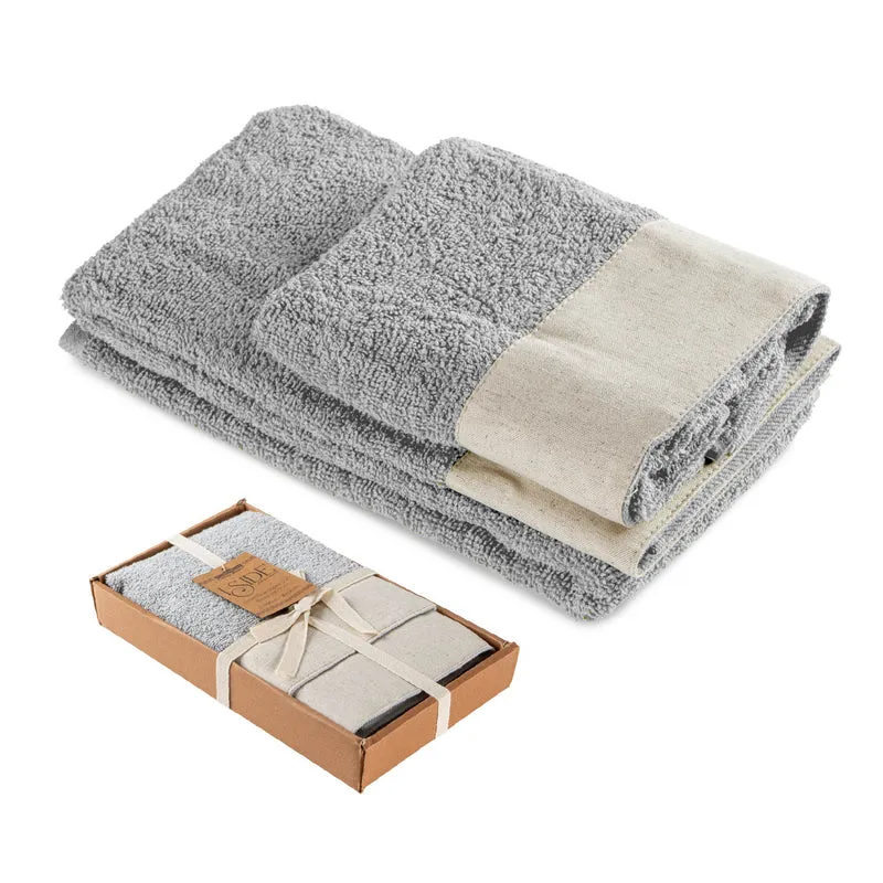 Set Asciugamani Bagno 2 Pezzi con Balza in Lino Il Gruppone