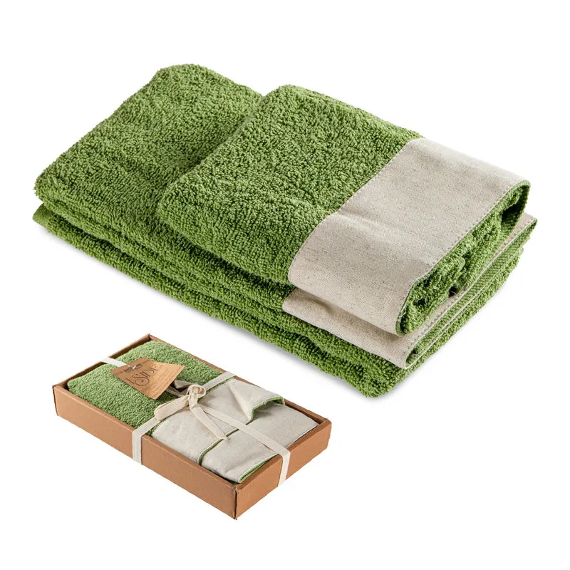 Set Asciugamani Bagno 2 Pezzi con Balza in Lino Il Gruppone
