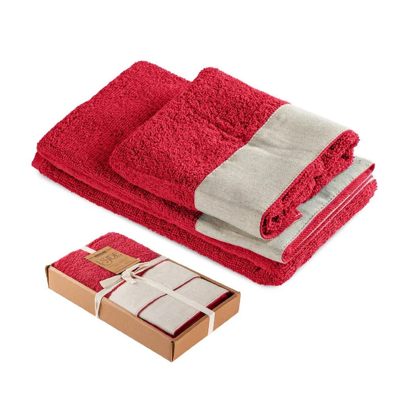 Set Asciugamani Bagno 2 Pezzi con Balza in Lino Il Gruppone
