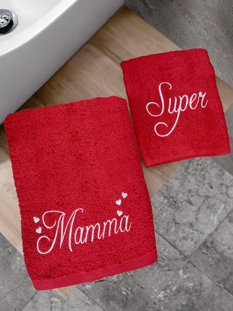 Coppia Asciugamani Bagno Cotone Festa Della Mamma Il Gruppone