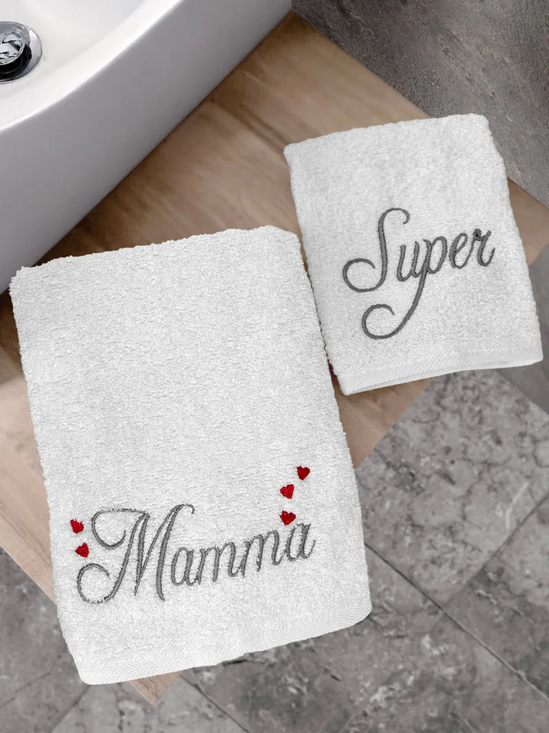Coppia Asciugamani Bagno Cotone Festa Della Mamma Il Gruppone