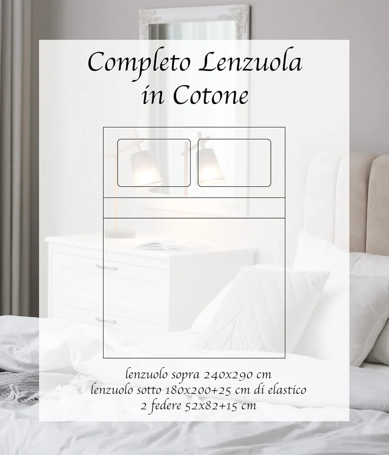 Completo Lenzuola Matrimoniali In Cotone