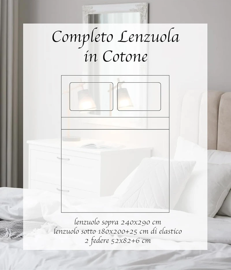 Completo Lenzuola Matrimoniali In Cotone