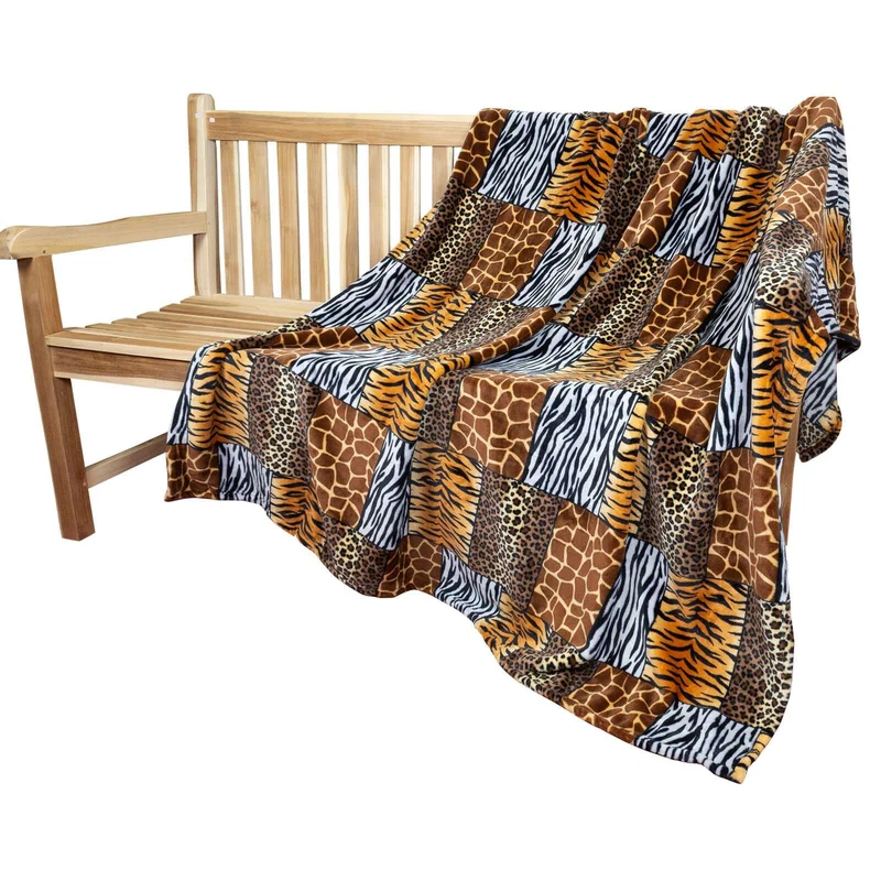 XL Wohndecke Kuscheldecke Animal-Optik Größe 200 x 150cm Tierfell Afrika