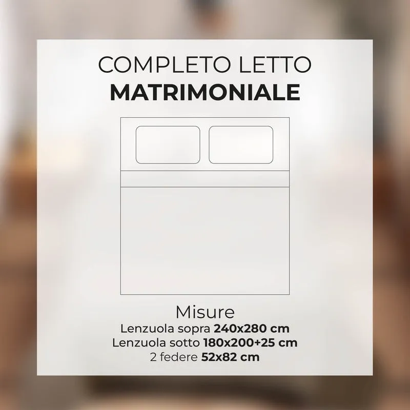 Completo Lenzuola Matrimoniali Bicolore in Cotone Il Gruppone