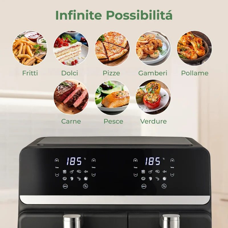 Friggitrice ad Aria 9L Doppio Cestello Digitale XXL Il Gruppone