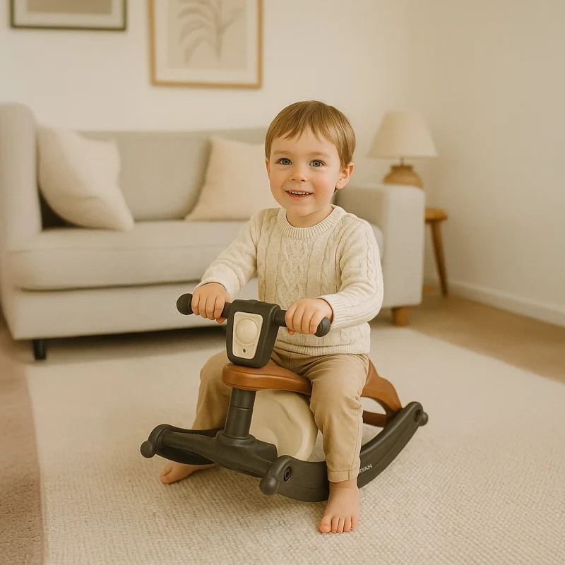 Tobi 2-in-1 Stuhl und Schaukelstuhl - Braun/Creme
