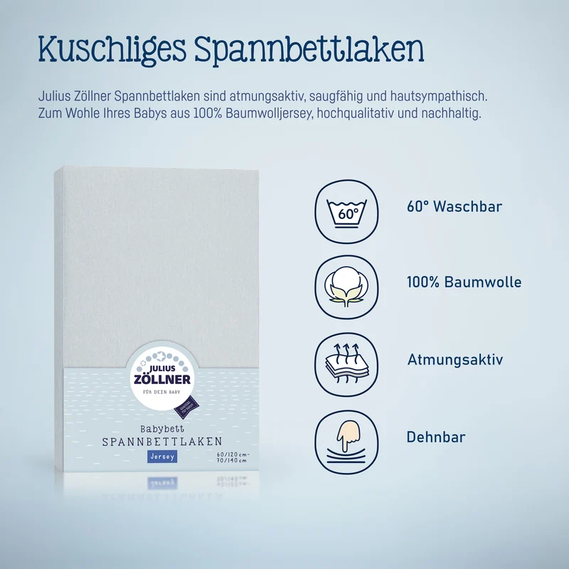 Jersey Spannbettlaken für Wiegen & Stubenwagenmatratzen 90x 40 cm, denim