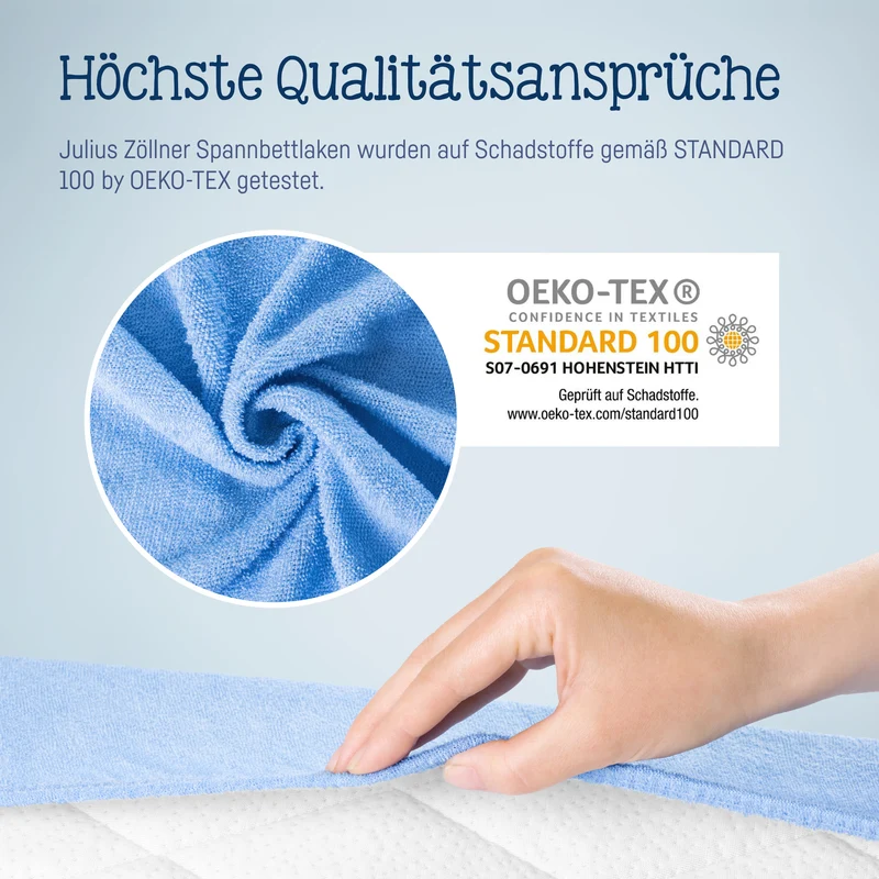 Fottee Spannbettlaken für Babymatratzen 60x120 bis 70x140cm, Hellblau