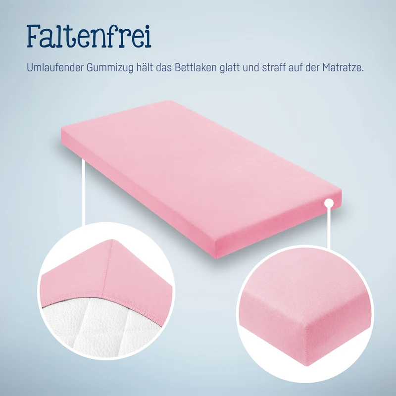 Jersey Spannbettlaken für Wiegen & Stubenwagenmatratzen 90x 40 cm, rosa