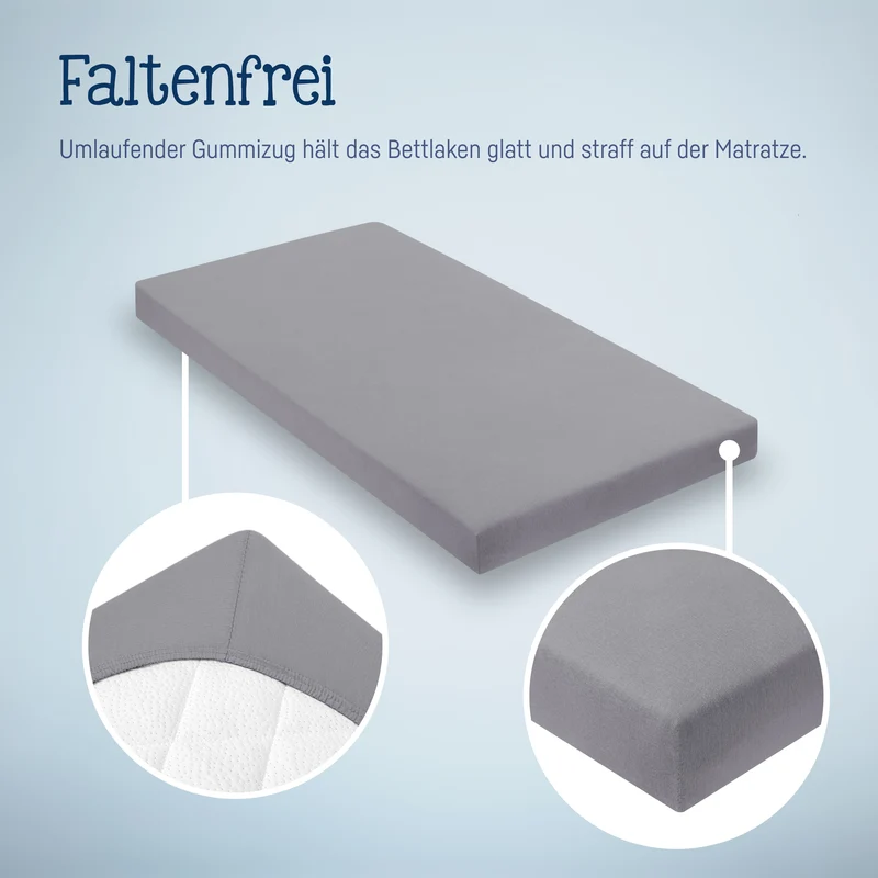 Jersey Spannbettlaken für Wiegen & Stubenwagenmatratzen 90x 40 cm, Anthracite