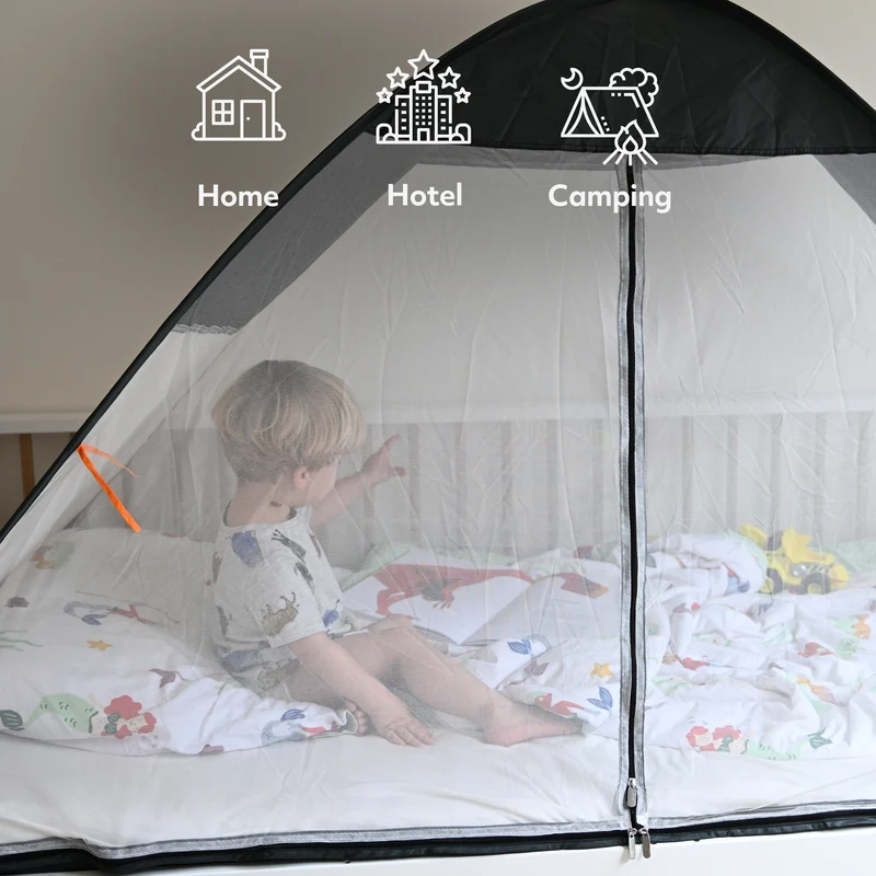 Pop-up-Bettzelt Grau 200x90