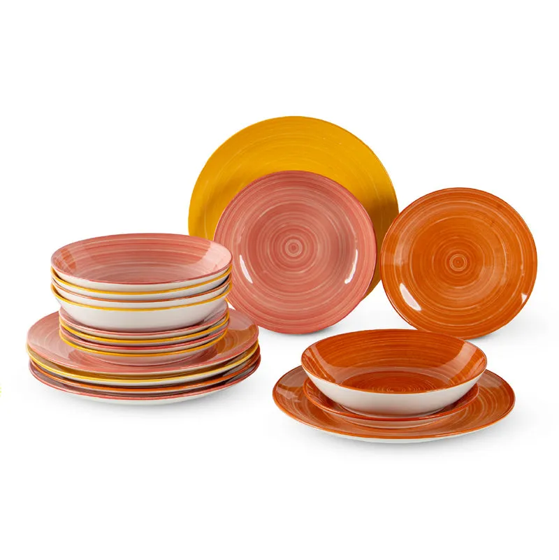 Set 18 Piatti in Porcellana Colorati Servizio Tavola Moderno in 3 Modelli Il Gruppone