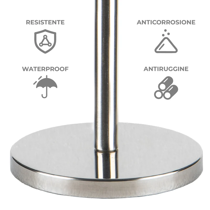 Piantana Portarotolo con Scopino in Metallo Antiruggine Design Moderno Il Gruppone