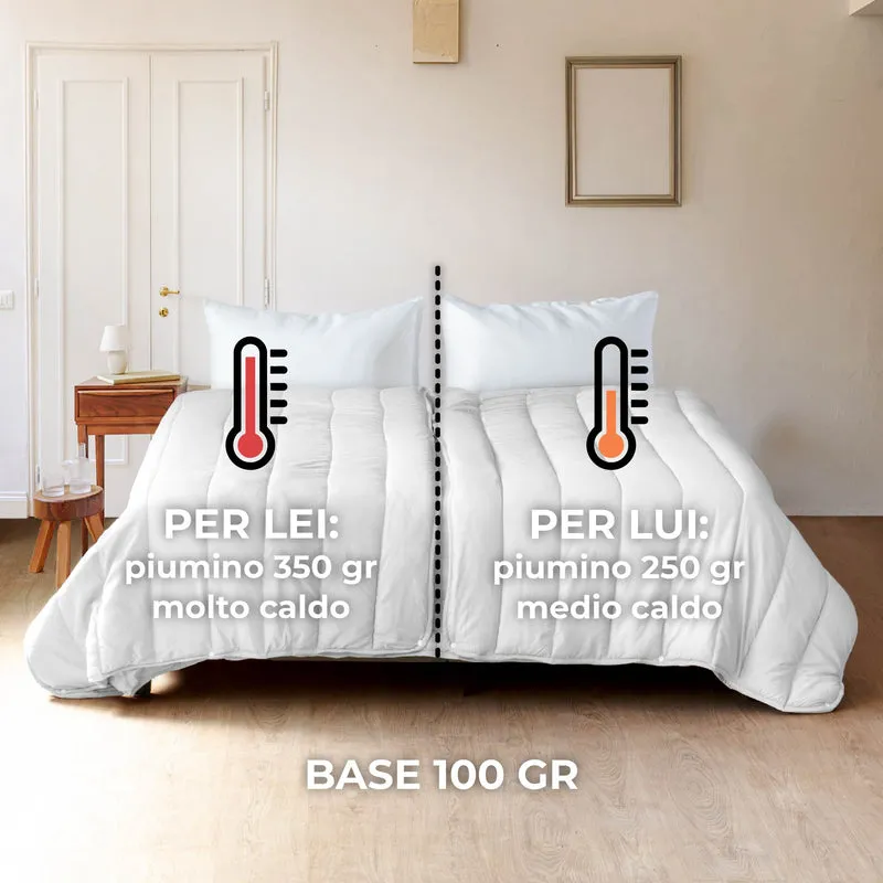 Piumino 4 Stagioni Matrimoniale con Calore Differenziato Modulabile con Bottoni Clip Il Gruppone
