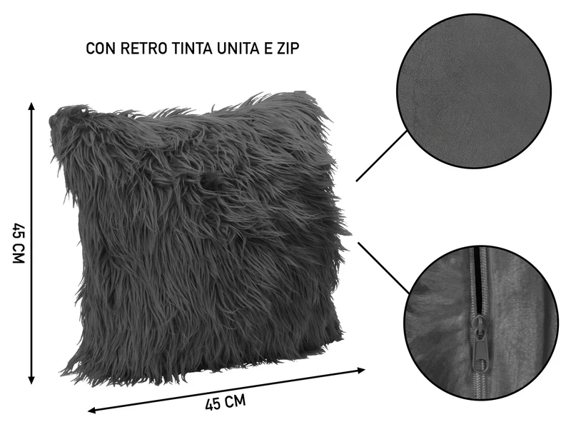Fodera Cuscino Decorativo in Pelliccia Morbida 45x45 cm con Zip Il Gruppone