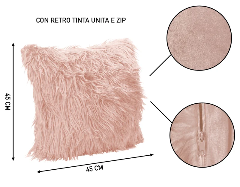 Fodera Cuscino Decorativo in Pelliccia Morbida 45x45 cm con Zip Il Gruppone
