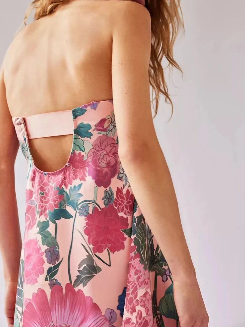 Maxikleid ärmellos mit Blumenmuster aus Polyester