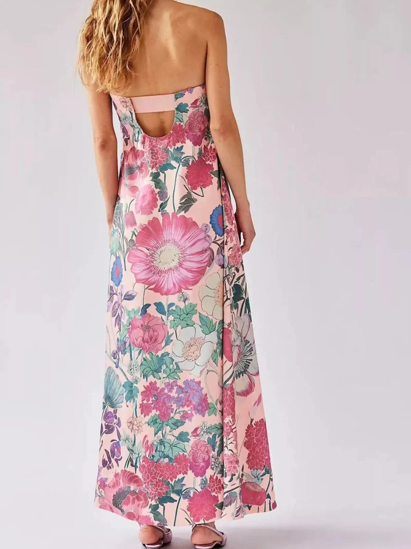 Maxikleid ärmellos mit Blumenmuster aus Polyester