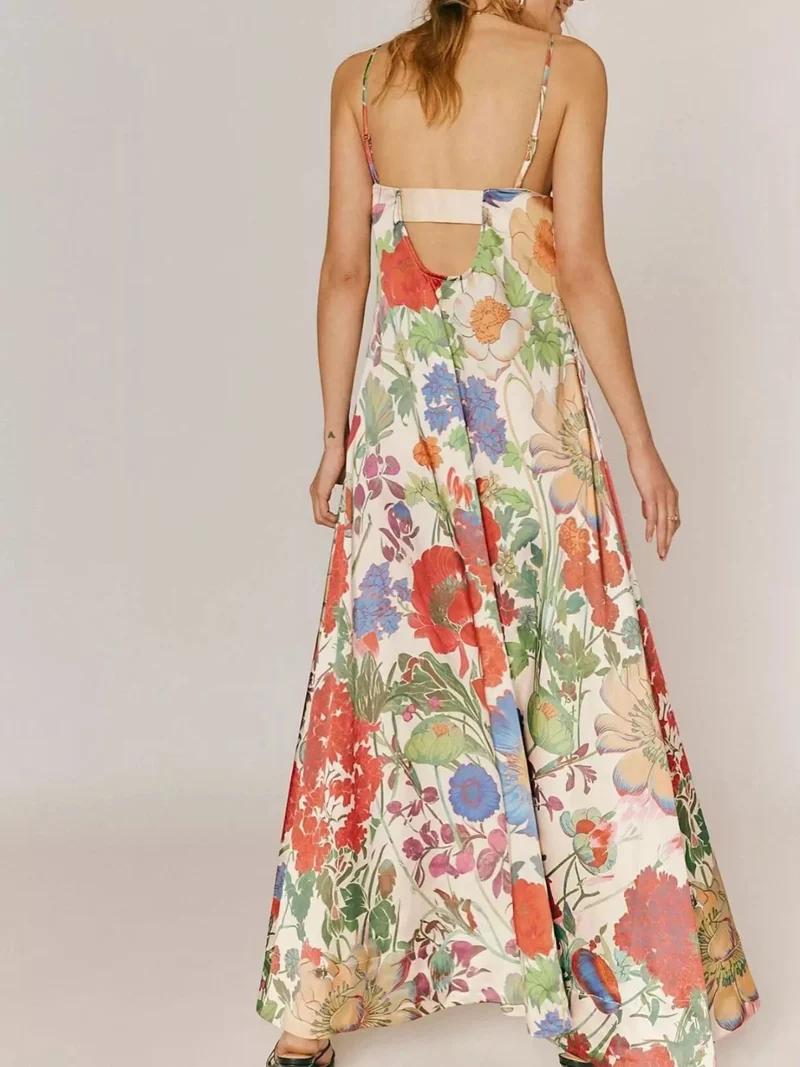 Maxikleid ärmellos mit Blumenmuster aus Polyester