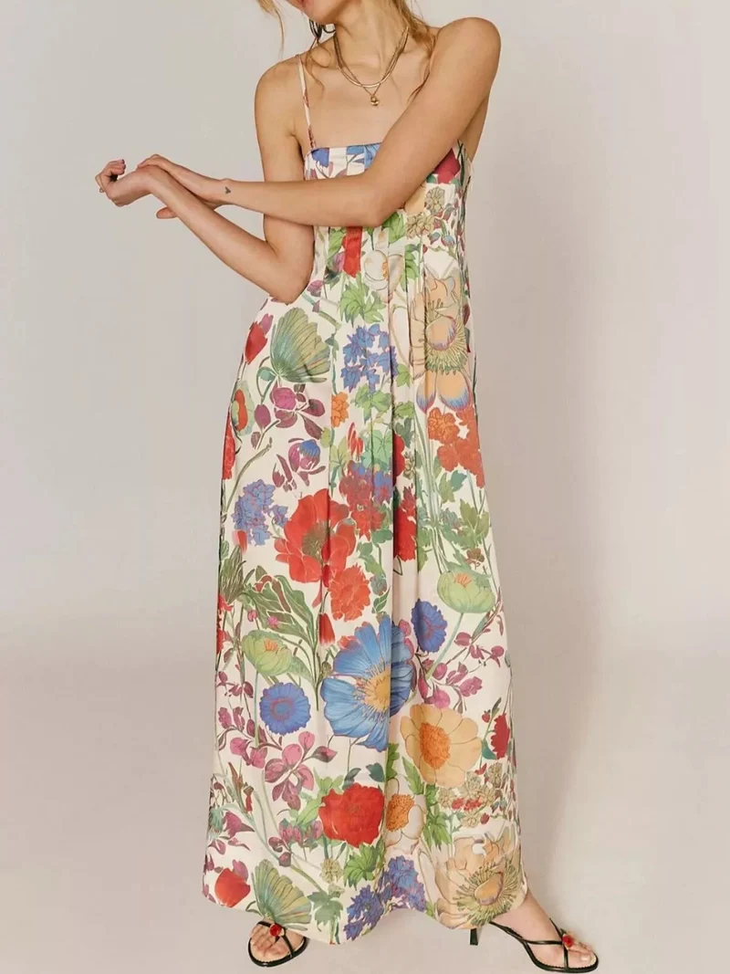 Maxikleid ärmellos mit Blumenmuster aus Polyester