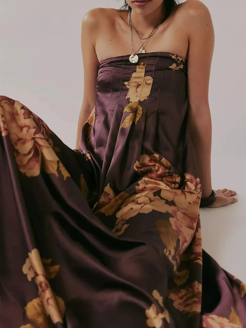 Maxikleid ärmellos mit Blumenmuster aus Polyester