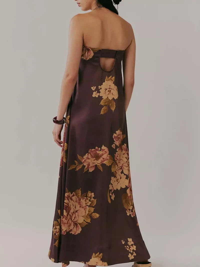 Maxikleid ärmellos mit Blumenmuster aus Polyester