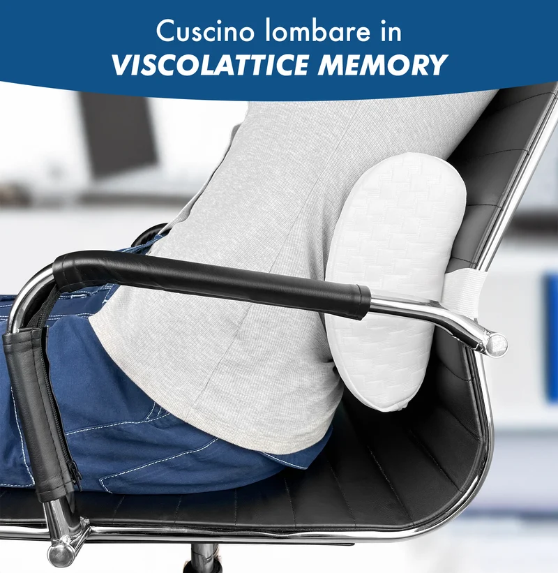 Supporto Lombare In Memory Foam Portatile Con Elastico Per Fissaggio Sedia Ufficio Il Gruppone