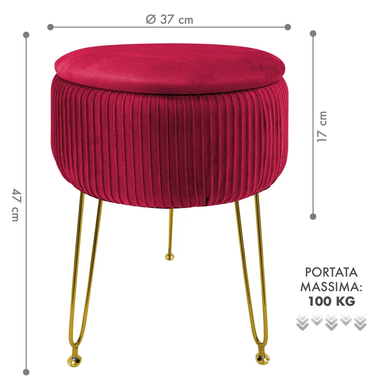 Pouf Velluto Contenitore | Gambe Oro Il Gruppone