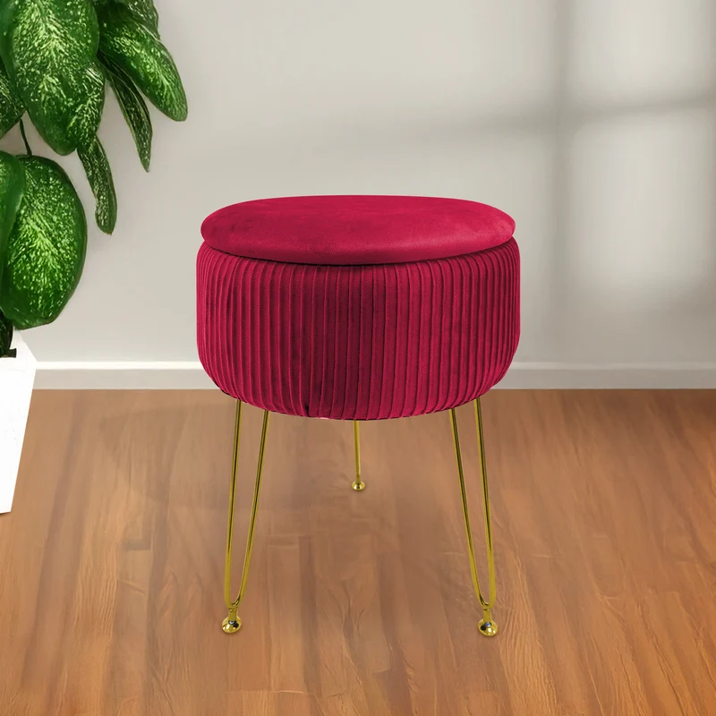 Pouf Velluto Contenitore | Gambe Oro Il Gruppone