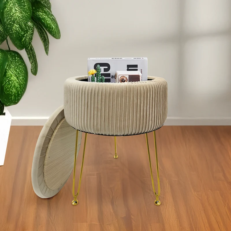 Pouf Velluto Contenitore | Gambe Oro Il Gruppone