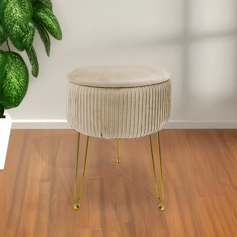 Pouf Velluto Contenitore | Gambe Oro Il Gruppone